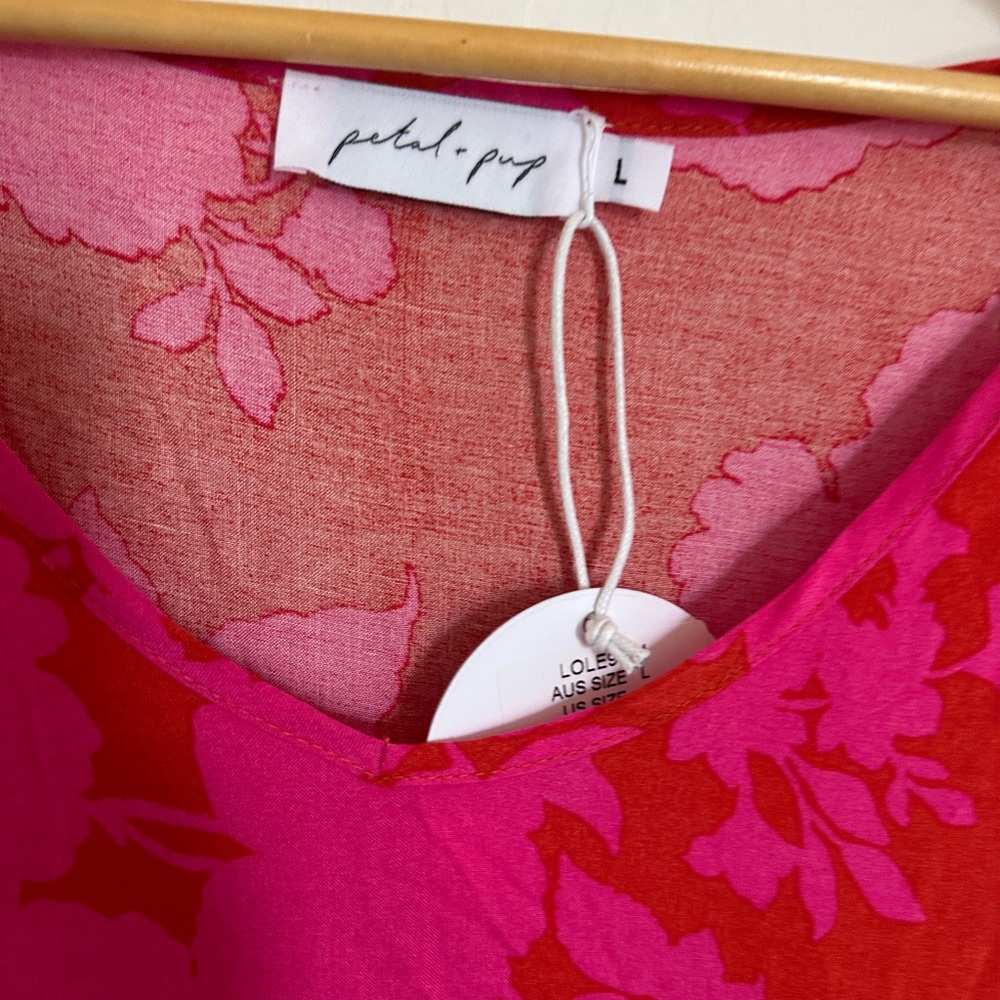Petal & Pup Red and Pink Floral Midi Dress - Picture 2 of 4